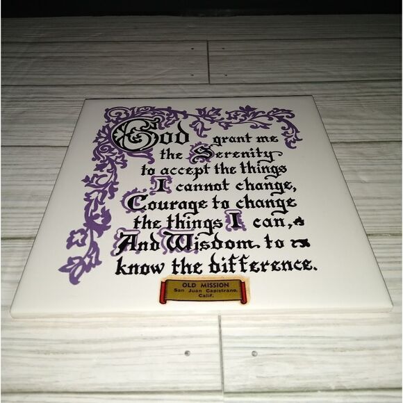 Vintage Religious Tile God Grant Me Serenity Old Mission San Juan Capistrano CA. - Picture 5 of 7